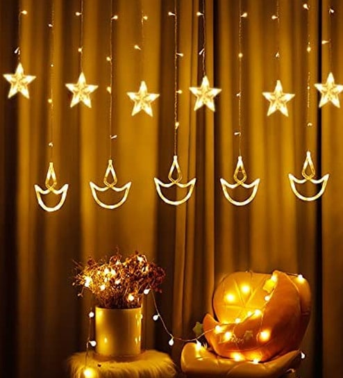 4 mtrs 6+6 diya star warm white corded led electric string light