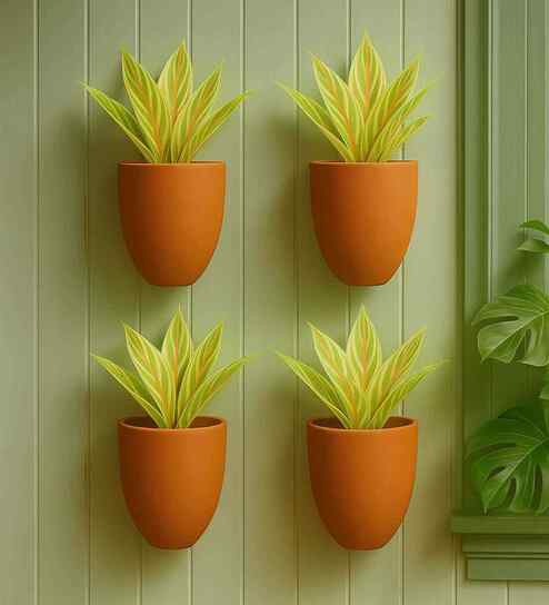 4 Pcs Red Terracotta 6.5 Inchs Planters