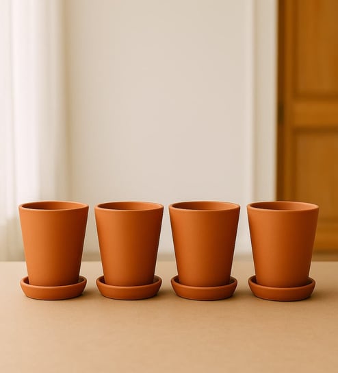 4 Pcs Red Terracotta 7.5 Inchs Planters