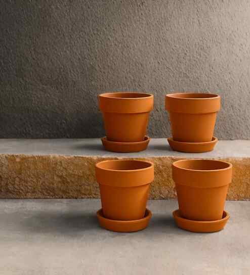 4 Pcs Red Terracotta 7.5 Inchs Planters