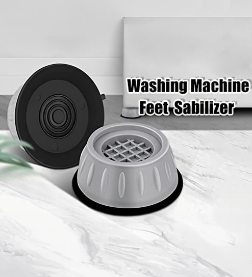 4 Pcs Rubber Washing Machine Stabilizer Pads for Refrigerator, Washing Machine, Air Cooler & Water Cooler (Black/Grey)