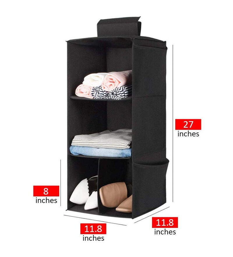 Buy 3 Commpartments Plastic Hanging Shelves In Black By My Gift Booth