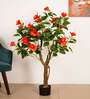 4.3Ft Artificial Hibiscus Plant with Red Flowers with Black Pot