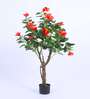 4.3Ft Artificial Hibiscus Plant with Red Flowers with Black Pot