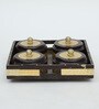 4 BOWL DRY FRUIT TRAY, METAL FITTING, CLASSIC THEME