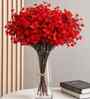 Set Of 4 Red Plastic 4 Bundles Gypsophila Bouquets Artificial Flowers