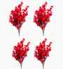 Set Of 4 Red Plastic 4 Bundles Gypsophila Bouquets Artificial Flowers