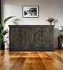 Vintage Solid Wood Hand Carved Sideboard in Dark Brown Finish