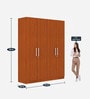 Classic 4 Door Wardrobe in Natural Teak Colour