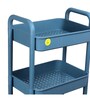 4 Layer Plastic Kitchen Trolley Rack With Caster Wheels In Blue Colour