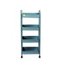 4 Layer Plastic Kitchen Trolley Rack With Caster Wheels In Blue Colour