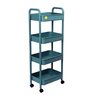 4 Layer Plastic Kitchen Trolley Rack With Caster Wheels In Blue Colour