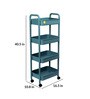 4 Layer Plastic Kitchen Trolley Rack With Caster Wheels In Blue Colour
