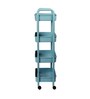4 Layer Plastic Kitchen Trolley Rack With Caster Wheels In Blue Colour