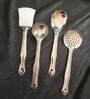 4 Pc Stainless Steel Kitchen Cooking Spoon Set (Ladle, Skimmer, Serving Spoon & Spatula)