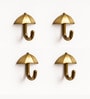 4 Pcs Antique Brass Metal Umbrella Wall Hook