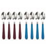 4 Pcs Multicolor Stainless Steel Spoon Set with Plastic Handle (Blue & Maroon Assorted)