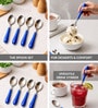 4 Pcs Multicolor Stainless Steel Spoon Set with Plastic Handle (Blue & Maroon Assorted)