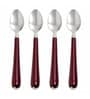 4 Pcs Multicolor Stainless Steel Spoon Set with Plastic Handle (Blue & Maroon Assorted)