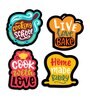 4 Pcs Cook Love Wooden Fridge Magnets
