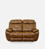 4 Square Leatherette Manual 2 Seater Recliner in Brown Colour