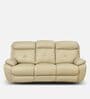 4 Square Leatherette Manual 3 Seater Recliner in Beige Colour