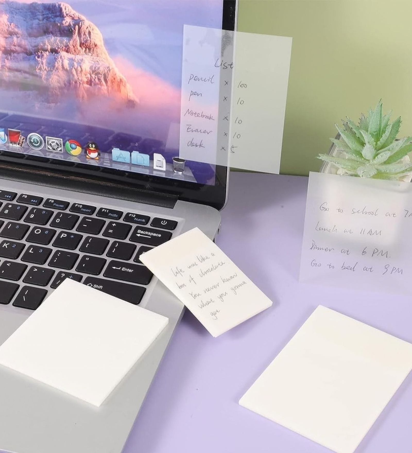 400 Sheets Transparent Sticky Notes with Lined Self Sticky Notes Waterproof Assorted