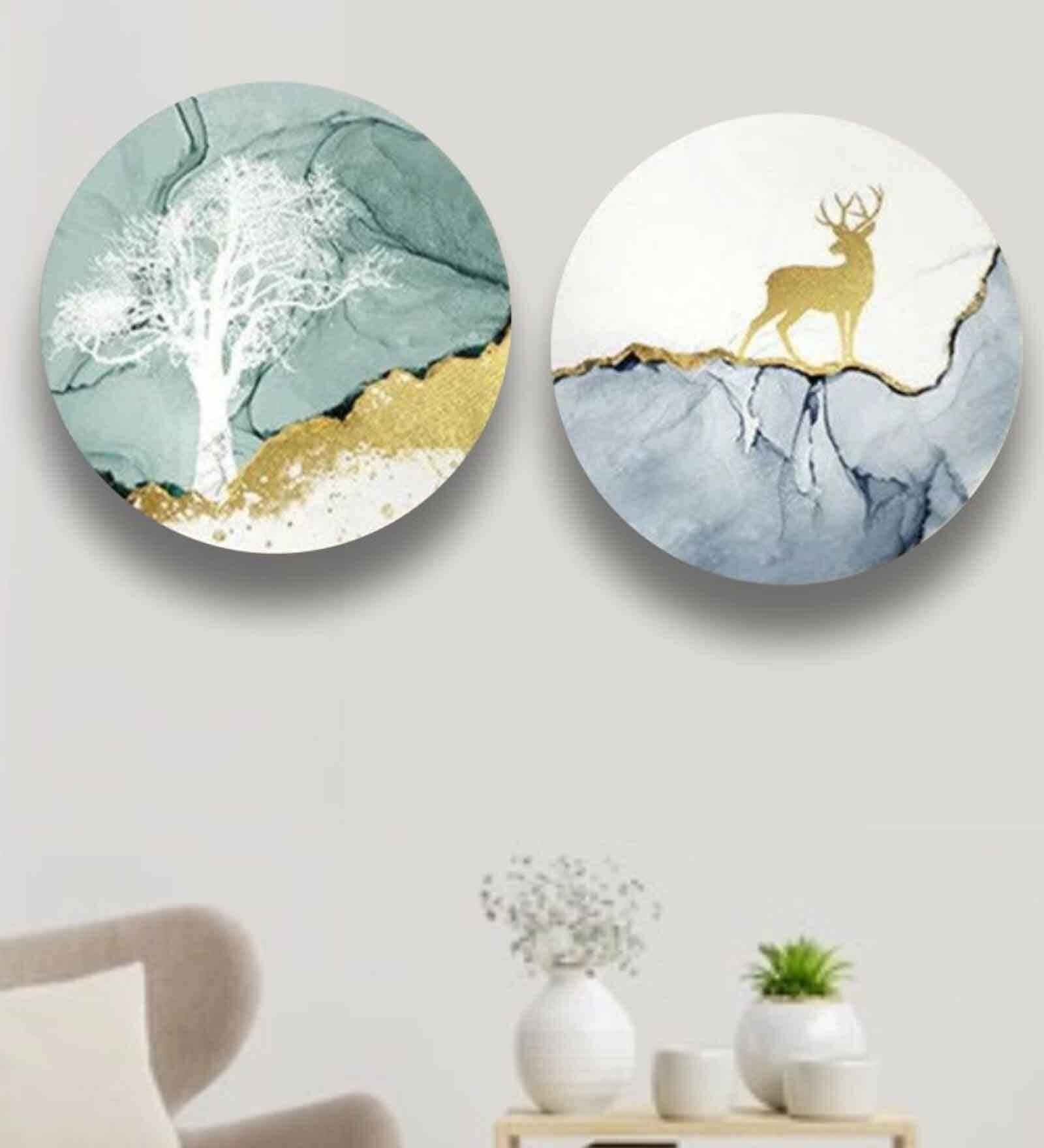 Multicolour Framed Canvas (Set of 2) Wall Plate