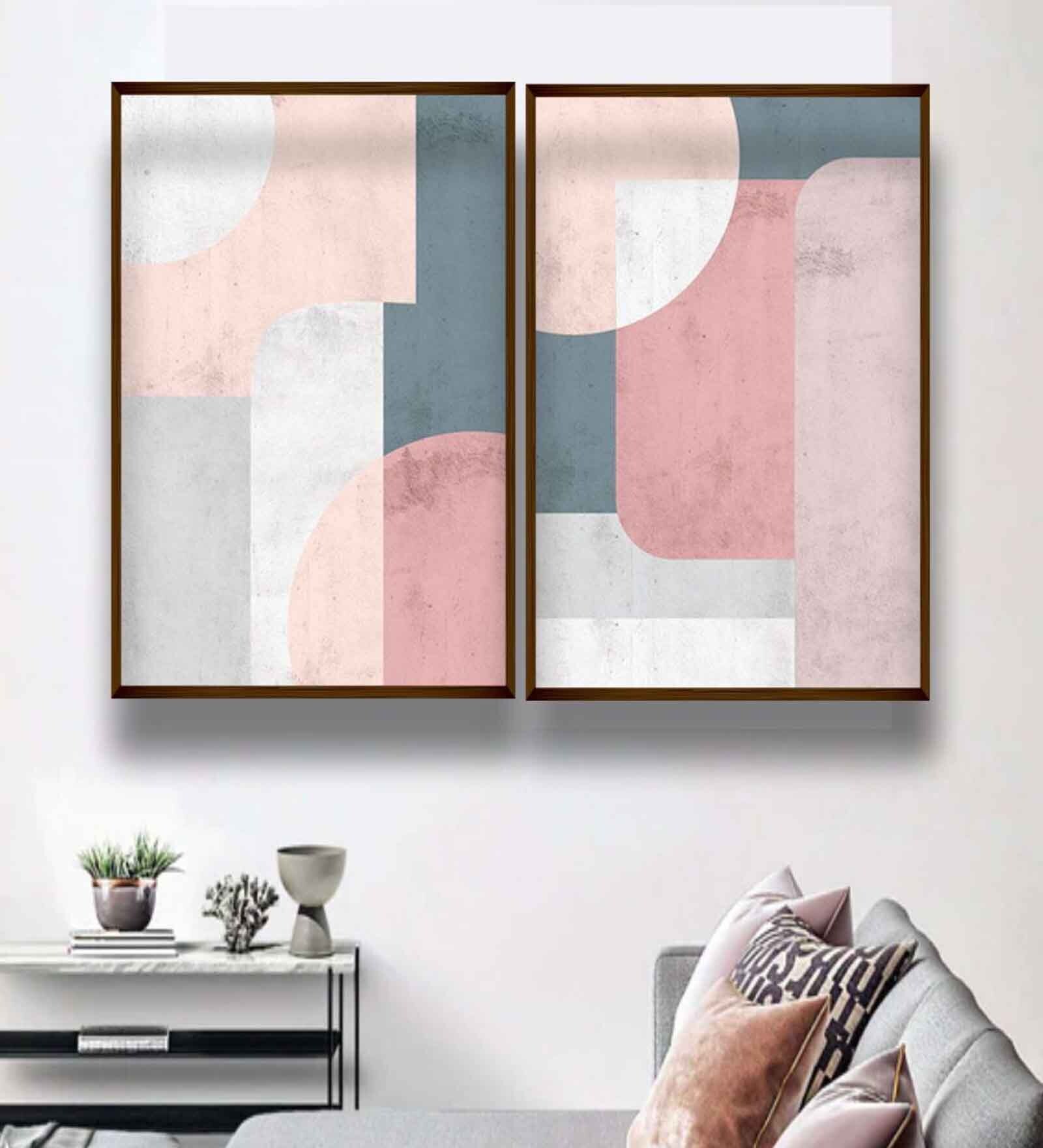 Artful Dodger Multicolour Canvas Framed Art Print Set of 2