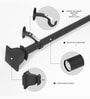 Black Adjustable Rustproof Curtain Rod with Brackets (25MM Diameter)