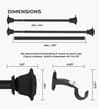 Black Adjustable Rustproof Curtain Rod with Brackets (25MM Diameter)