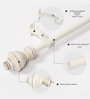 Ivory Adjustable Curtain Rod with Brackets Iron Pipe with Cambria Finials (19MM Diameter)