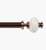 Brown Adjustable Curtain Rod with Brackets Iron Pipe with Supreme Ceremic Finials (25MM Diameter)