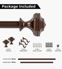 Brown Adjustable Curtain Rod with Brackets Iron Pipe with Hexagon Finials (19MM Diameter)