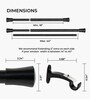 Black Adjustable Curtain Rod with Brackets Iron Pipe with Inverted Cone Finials (19MM Diameter)