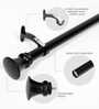 Black Adjustable Curtain Rod with Brackets Iron Pipe with Egyptian Finials (25MM Diameter)