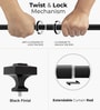 Black Adjustable Curtain Rod with Brackets Iron Pipe with Square Finials (19MM Diameter)