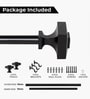 Black Adjustable Curtain Rod with Brackets Iron Pipe with Square Finials (19MM Diameter)
