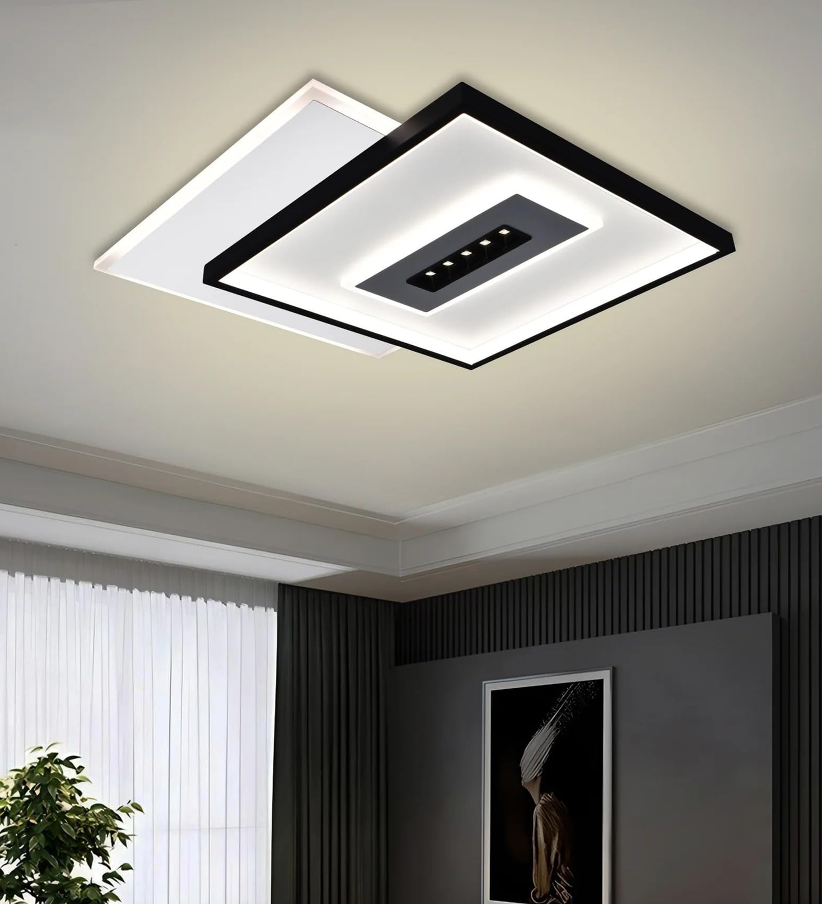 45 cm Square LED Ceiling Chandelier with 3 Light Modes