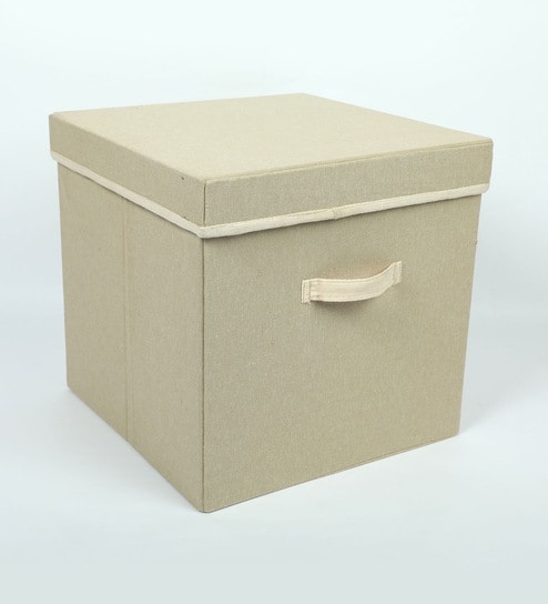 Buy Beige Linen Mdf Wardrobe Box L 14 W 14 H 14 Inches By