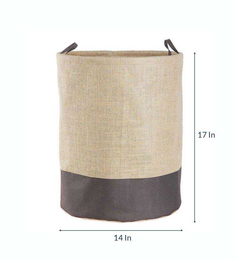 Buy 45 Ltr Jute Laundry Basket In Brown By My Gift Booth Online ...