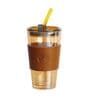 450ml Leather-Sleeved Double Wall Insulated (Heat-Resistant) Glass Drinking Cup (Assorted)