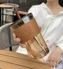 450ml Leather-Sleeved Double Wall Insulated (Heat-Resistant) Glass Drinking Cup (Assorted)