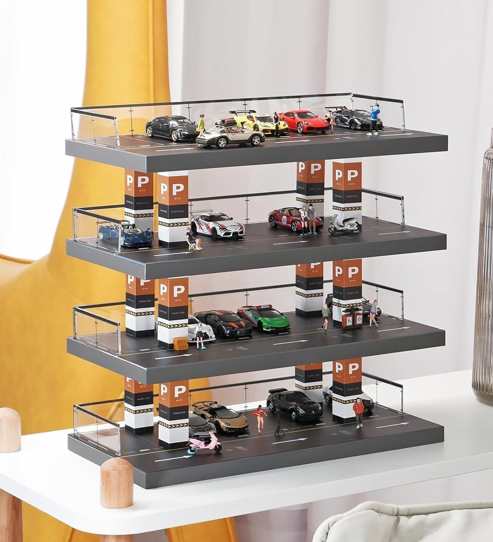 Display Case For Hot Wheels & Matchbox Freestanding Storage With 4 Levels