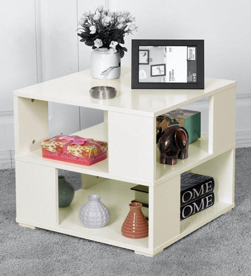 Buy Cia End table in Frosty White Colour by Comfold Online Modern End