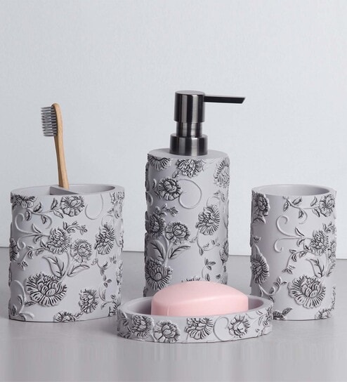 4Pcs Polyresin Stain Resistant Bath Set