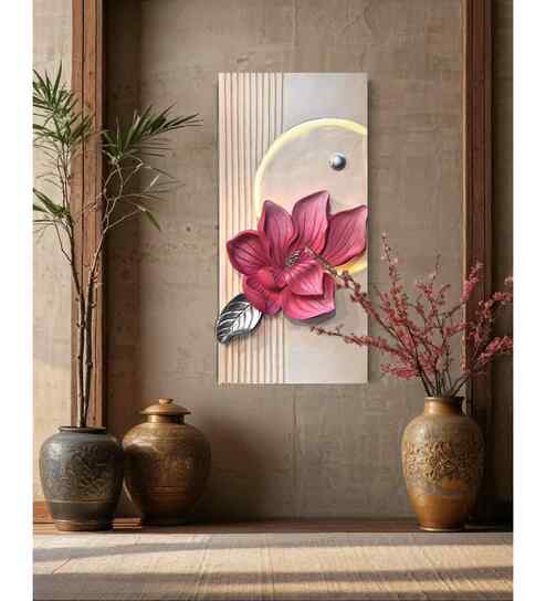 4x2 Ft Abstract Floral 3D Relief Mural with LED