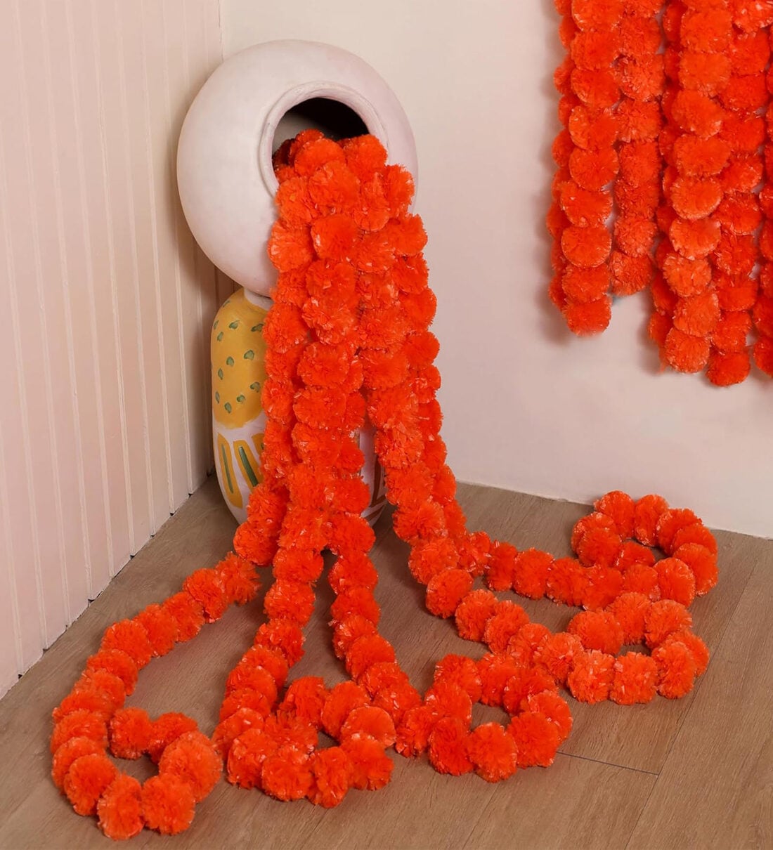 5 Pcs (5 ft) Decorative Marigold Flower Artificial Garland Mala Torans