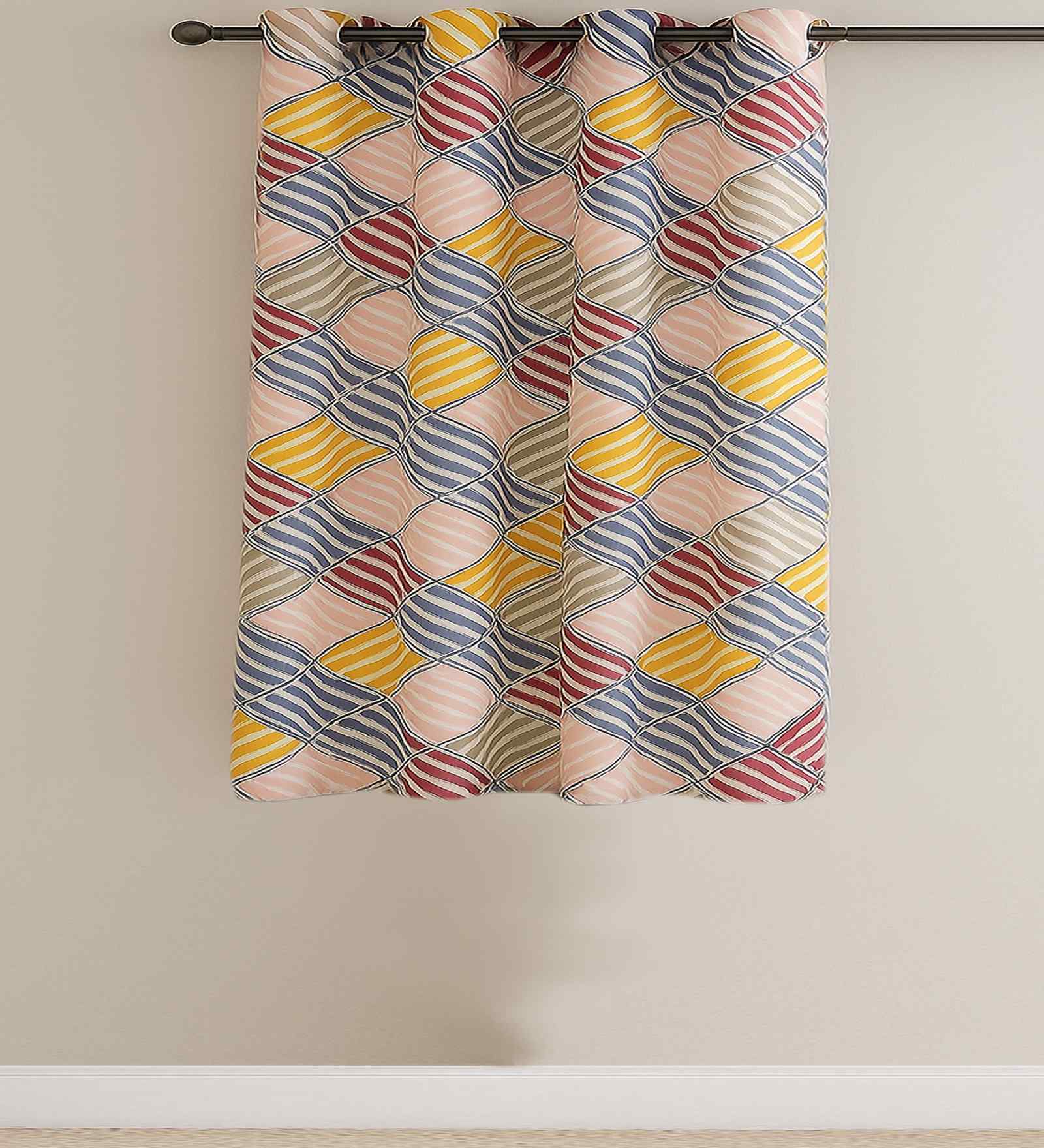 Multicolor Cotton Geometric 5ft Window Curtain (1 Pc)
