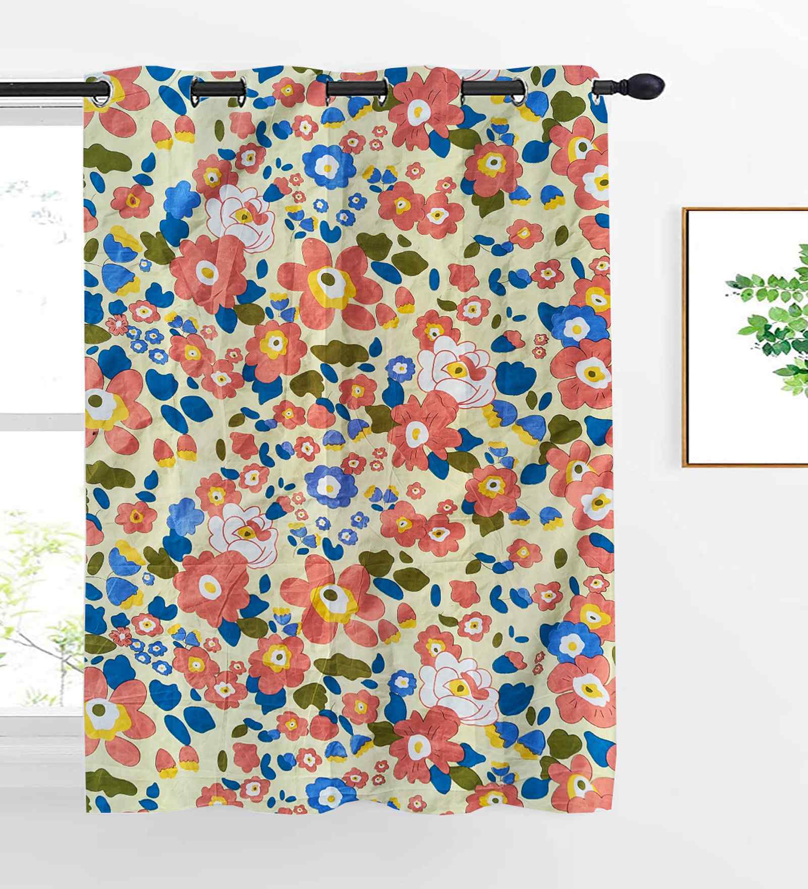 Multicolor Cotton Floral 5ft Window Curtain (1 Pc)